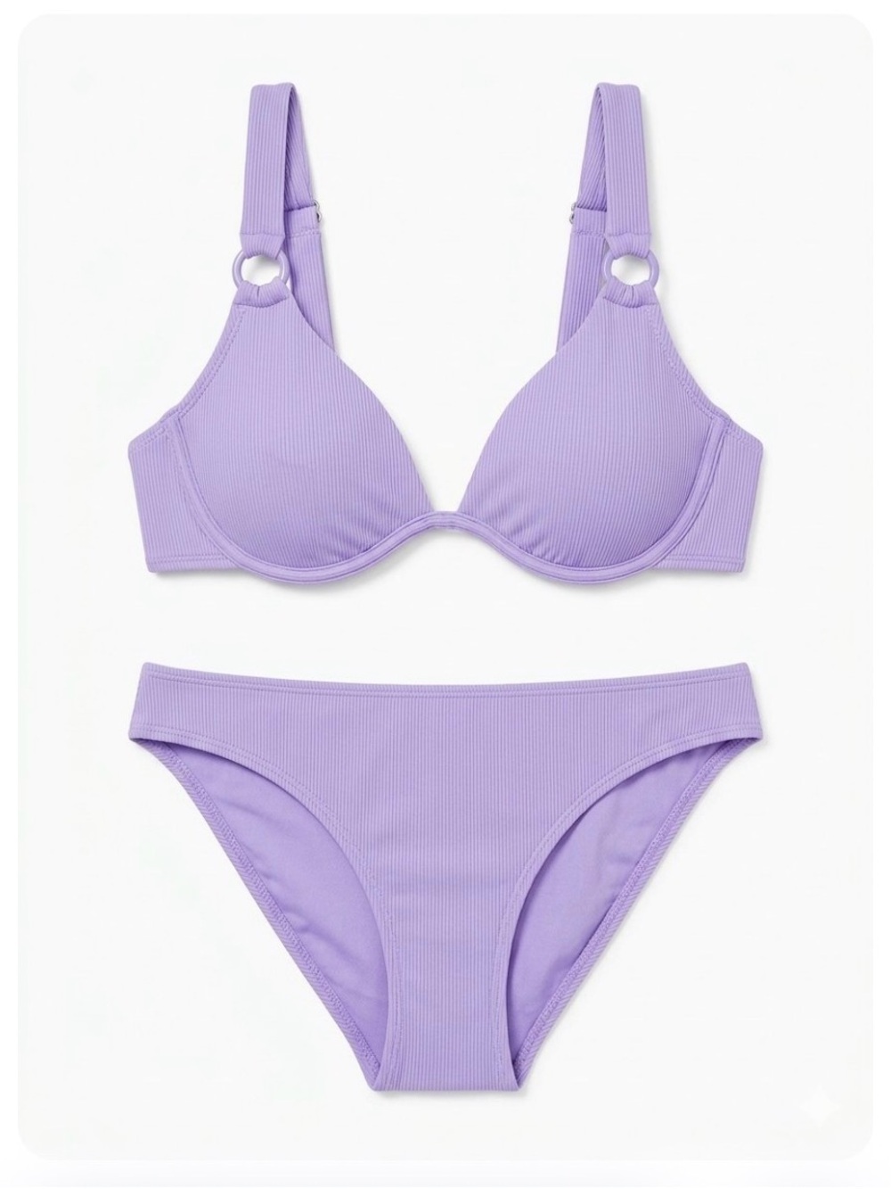 NWT Sanctuary Lavender Ribbed Underwire Bikini Set Size Small